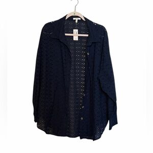 Maurices Dark Blue Eyelet Blouse